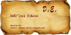 Décsi Edvin névjegykártya